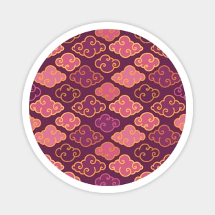 Traditional Oriental Clouds - Chinese and Japanese Clouds Pattern in Purple Magnet